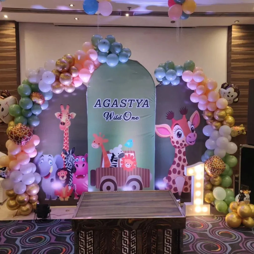 Birthday celebration with themed party decoration